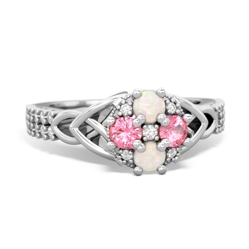 Opal Genuine Opal with Lab Created Pink Sapphire Celtic Knot Engagement ring Ring
