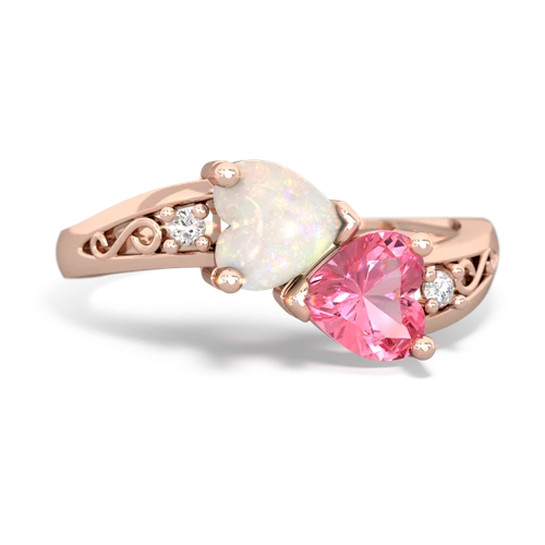 opal-pink sapphire filligree ring