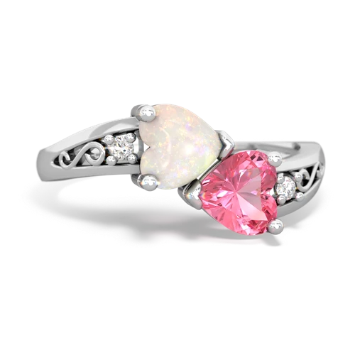 opal-pink sapphire filligree ring