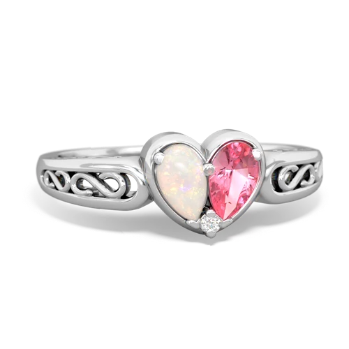 opal-pink sapphire filligree ring