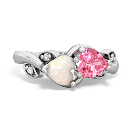 opal-pink sapphire floral keepsake ring