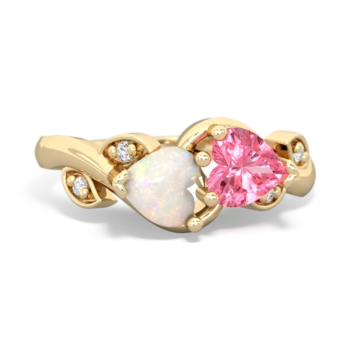 opal-pink sapphire floral keepsake ring