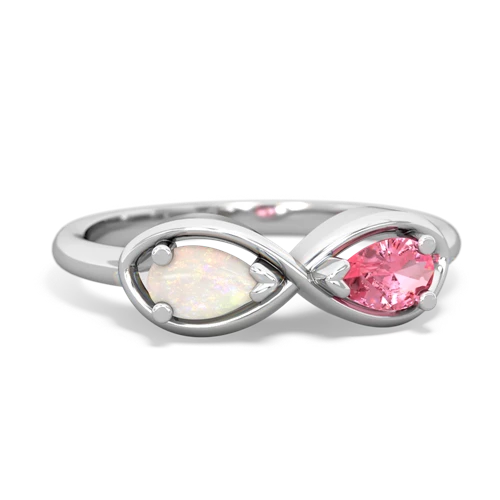 Opal Genuine Opal with Lab Created Pink Sapphire Infinity ring Ring