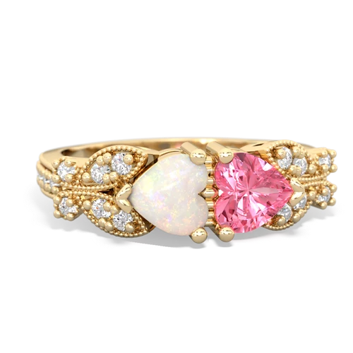 Opal Genuine Opal with Lab Created Pink Sapphire Diamond Butterflies ring Ring