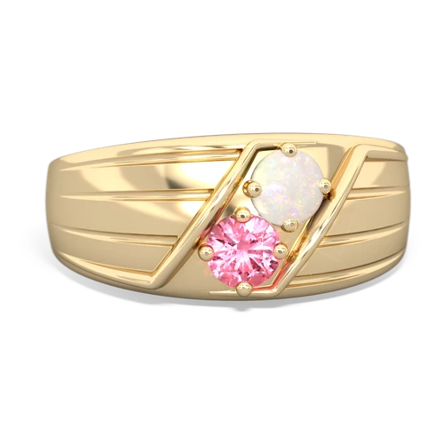 Opal Genuine Opal with Lab Created Pink Sapphire Art Deco Men's ring Ring