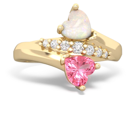 opal-pink sapphire modern ring