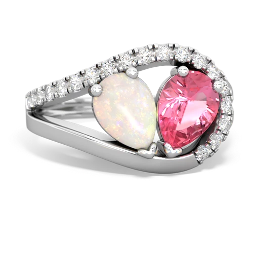 opal-pink sapphire pave heart ring