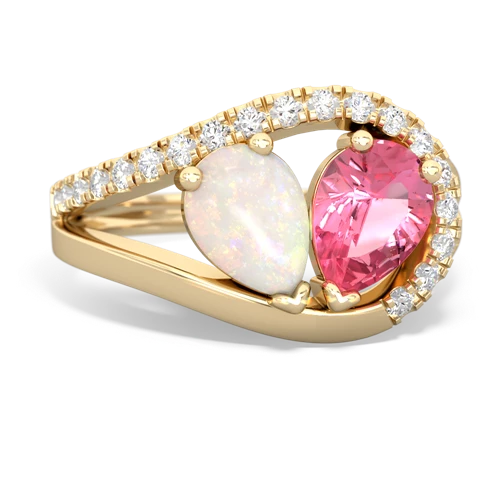 opal-pink sapphire pave heart ring