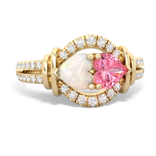 opal-pink sapphire pave keepsake ring