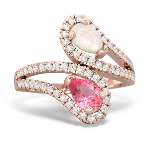 Opal Genuine Opal with Lab Created Pink Sapphire Diamond Dazzler ring Ring