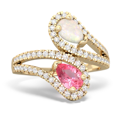 opal-pink sapphire pave swirls ring