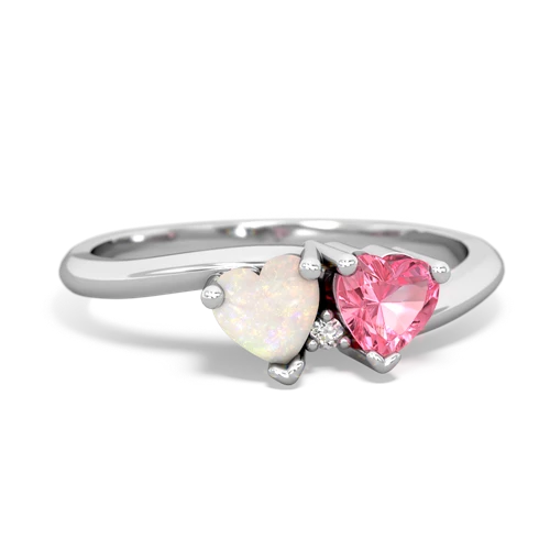 opal-pink sapphire sweethearts promise ring