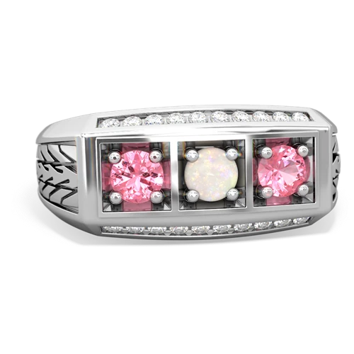 opal-pink sapphire three stone ring
