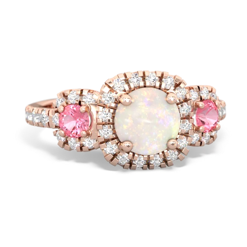 Opal Genuine Opal with Lab Created Pink Sapphire and  Regal Halo ring Ring