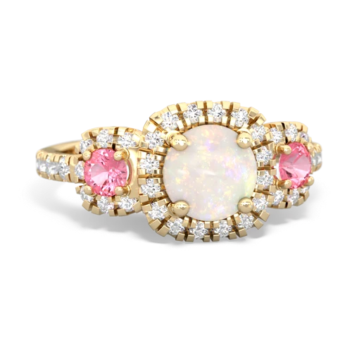 opal-pink sapphire three stone regal ring
