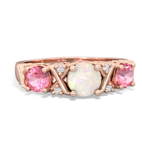 Opal Genuine Opal with Lab Created Pink Sapphire and  Hugs and Kisses ring Ring