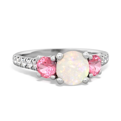 Opal Genuine Opal with Lab Created Pink Sapphire and  Pave Trellis ring Ring