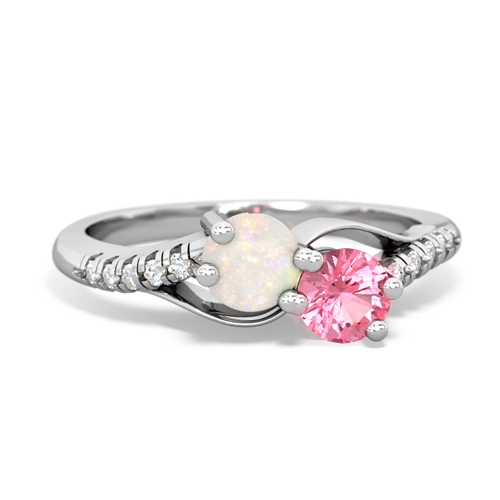 opal-pink sapphire two stone infinity ring