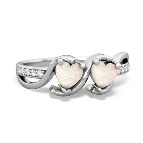 opal double heart ring