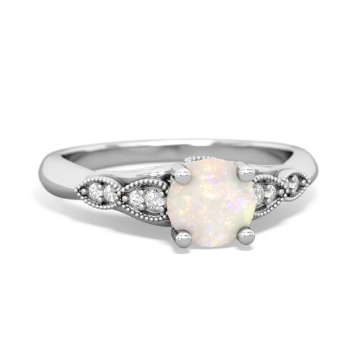 opal filigree milgrain ring