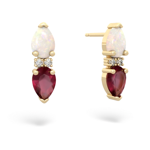 opal-ruby bowtie earrings