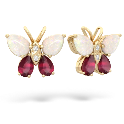 opal-ruby butterfly earrings