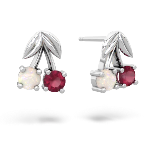 opal-ruby cherries earrings