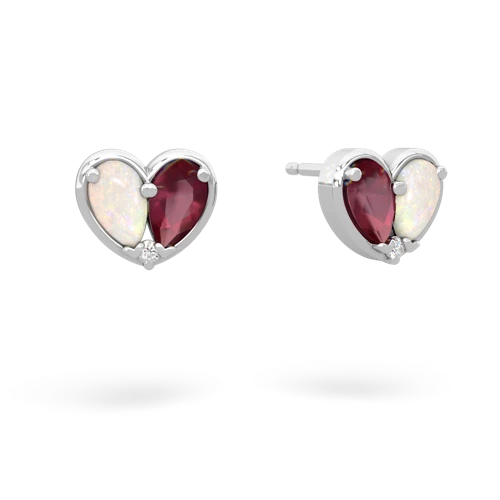 opal-ruby one heart earrings