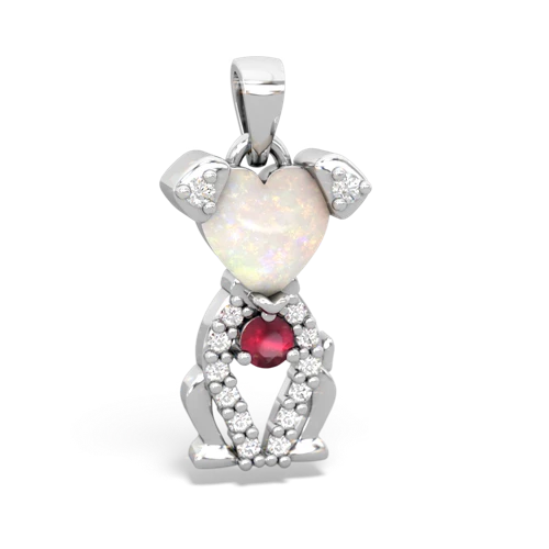 opal-ruby birthstone puppy pendant