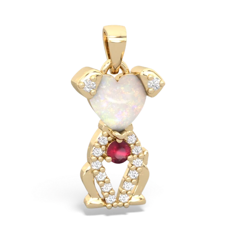 opal-ruby birthstone puppy pendant