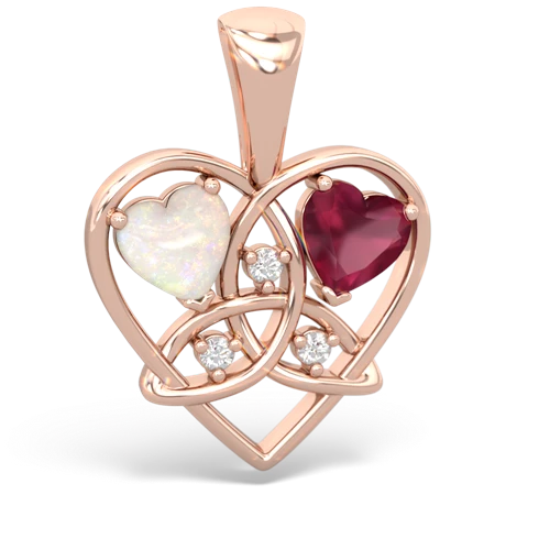 Opal Genuine Opal with Genuine Ruby Celtic Trinity Heart pendant Pendant