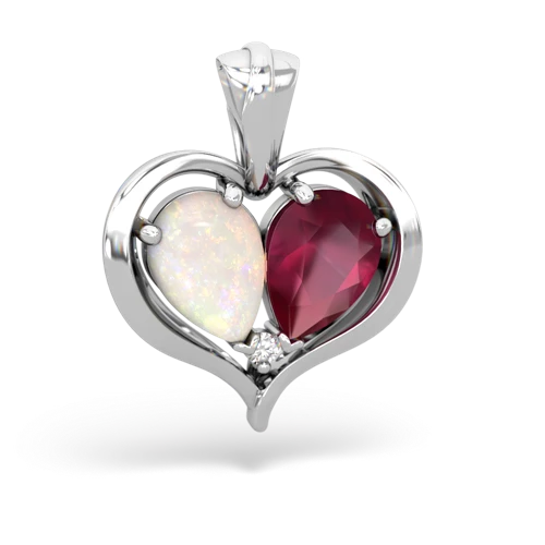 Opal Genuine Opal with Genuine Ruby Two Become One pendant Pendant