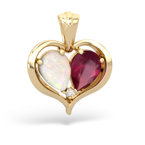 opal-ruby half heart whole pendant