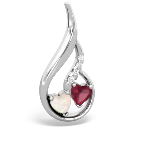 Opal Genuine Opal with Genuine Ruby Keepsake Curves pendant Pendant