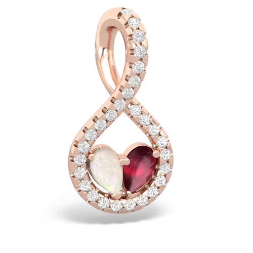 Opal Genuine Opal with Genuine Ruby PavÃ© Twist pendant Pendant