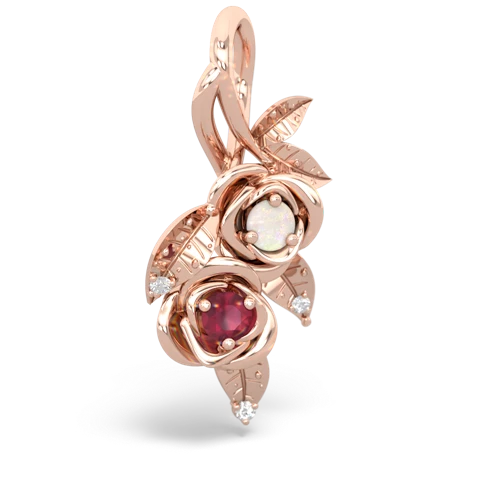 Opal Genuine Opal with Genuine Ruby Rose Vine pendant Pendant