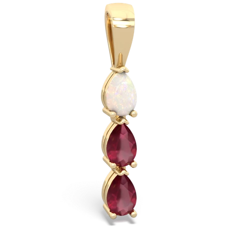 opal-ruby three stone pendant