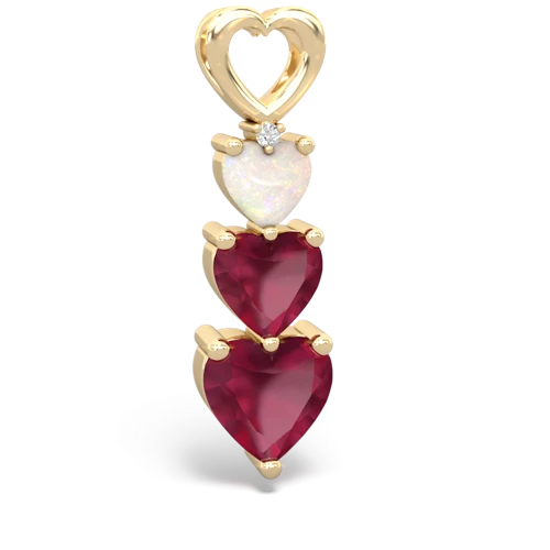 Opal Genuine Opal with Genuine Ruby and Lab Created Pink Sapphire Past Present Future pendant Pendant