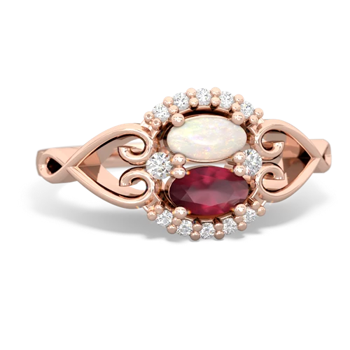 opal-ruby antique keepsake ring