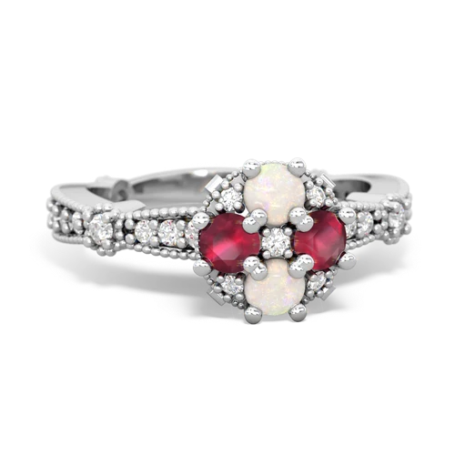 opal-ruby art deco engagement ring