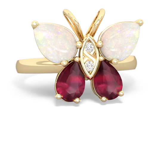 opal-ruby butterfly ring