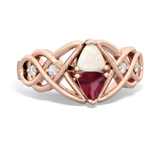 Opal Genuine Opal with Genuine Ruby Keepsake Celtic Knot ring Ring