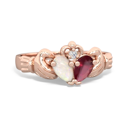 Opal Genuine Opal with Genuine Ruby Claddagh ring Ring