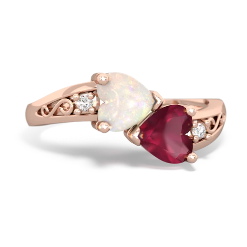 opal-ruby filligree ring