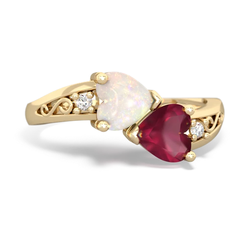 opal-ruby filligree ring