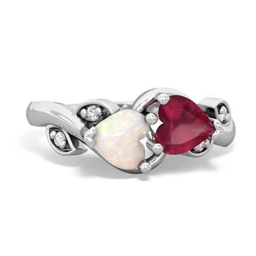 opal-ruby floral keepsake ring