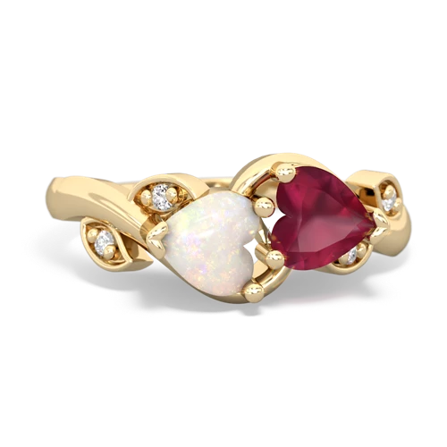 opal-ruby floral keepsake ring