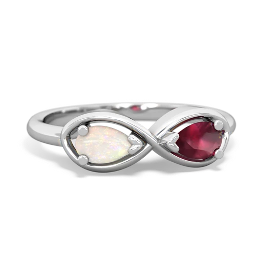 Opal Genuine Opal with Genuine Ruby Infinity ring Ring
