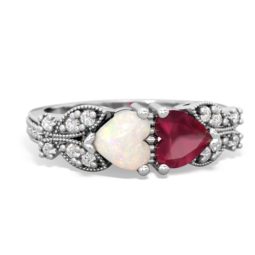 opal-ruby keepsake butterfly ring