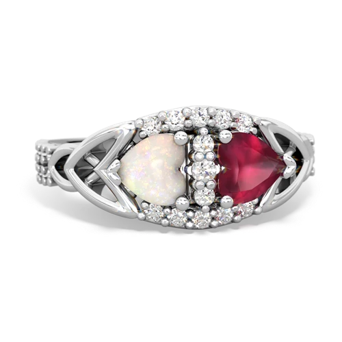 Opal Genuine Opal with Genuine Ruby Celtic Knot Engagement ring Ring